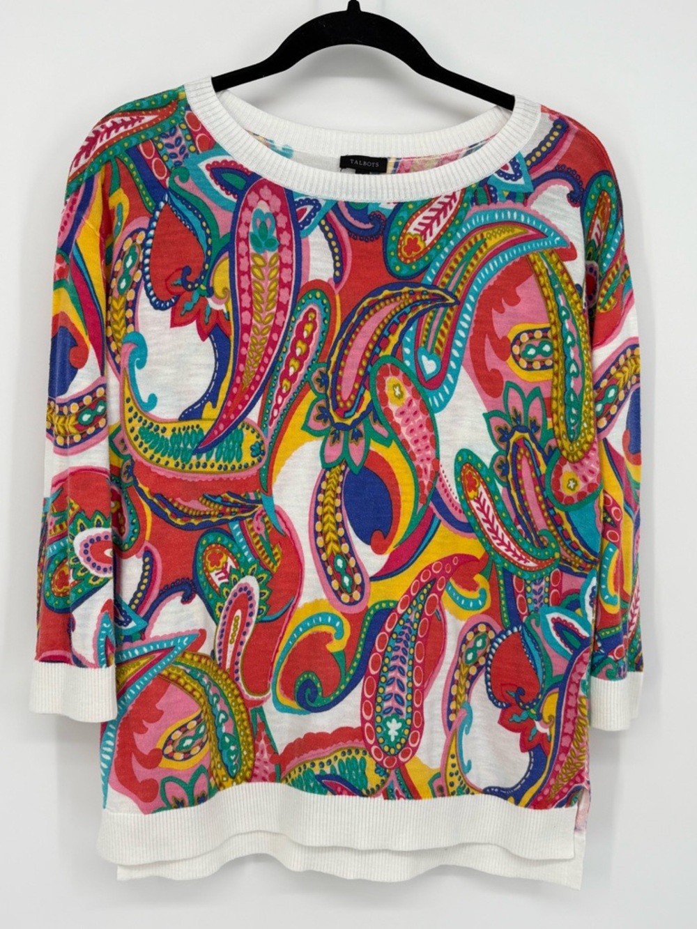 Talbots Sweater Multicolor Paisley Print  - Bright Mix Pullover Women’s Small